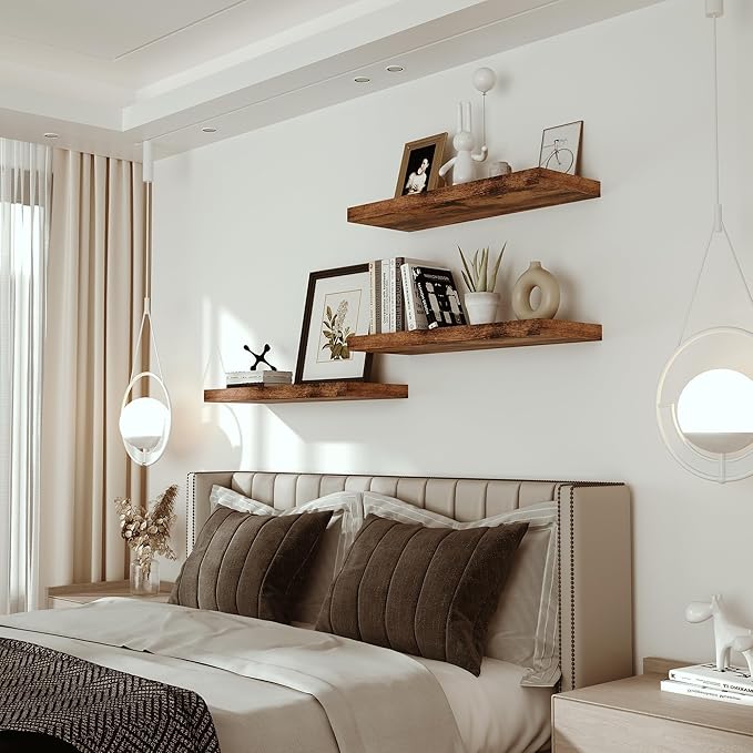 Vivelove Floating Shelves for Wall, 24 inch Wall Shelves for Bathroom Bedroom, Living Room, Kitchen, Office, Rustic Farmhouse