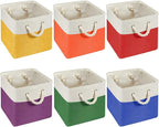 Geiserailie 6 Pcs 11 x 11 Inch Cube Storage Bins Fabric Storage Organizer Bins Foldable Cube Baskets with Sturdy Carry Handle