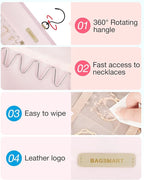 BAGSMART Hanging Jewelry Organizer Storage Roll with Hanger Metal Hooks Double-Sided Jewelry Holder for Earrings, Necklaces, 