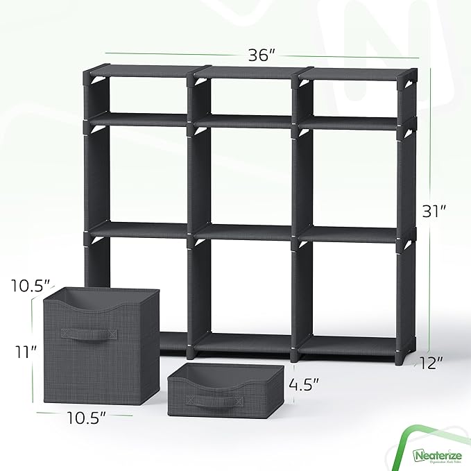Cube Storage Organizer with Storage Bins Included - The Perfect Closet Organizers and Storage Solution. Includes 9 Storage Cu