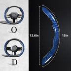 Car Steering Wheel Cover, 3 Piece Bright Carbon Fiber Steering Wheel Covers, Non-Slip Steering Wheel Cover Protector, Great Grip, Universal Car Accessories Decoration for 14.5-15 inch (Blue)