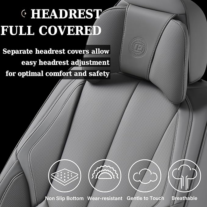 Coverado Universal Seat Covers Front, 2-Pack Waterproof Seat Covers for Cars, Universal Nappa Leather Car Seat Covers with He