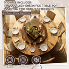 24" Black Walnut Wood Lazy Susan for Table Top, Large Turntable Rotating Serving Tray for Counter Top Solid Wooden Round Lazy