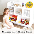 UTEX Toy Storage Organizer with Bookcase, Kid’s Multi Shelf Cubby for Books,Toys, Storage Organizer for Boys,Girls Play Room/