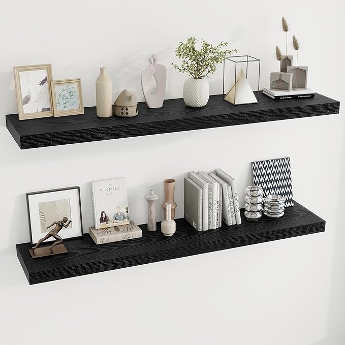 Dreamland 55 Inches Floating Shelves for Wall, 9.8" Deep Long Floating Shelves Set of 2, Large Display & Storage Shelf, Wall 