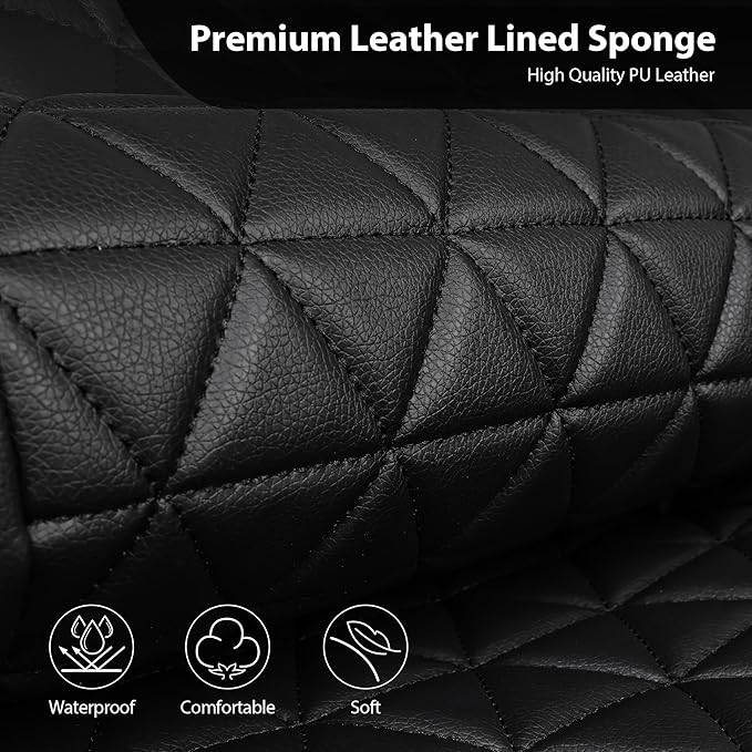 CAR PASS Bling Diamond Black Leather Car Seat Covers Full Sets Interior Sets, Waterproof Shining Glitter Sparkly Crystal Univ