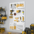 Spampur Peg Board, 8 Pack Metal Pegboard Panels with 50 Hooks, White Pegboards Wall Organizer, Peg Board for Walls Home, Gara