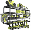 MOOMSINE 4 Layer Power Tool Organizer Wall Mount, Battery Tools Holder with Charging Station Shelf, Cordless Drill Hanger Sto