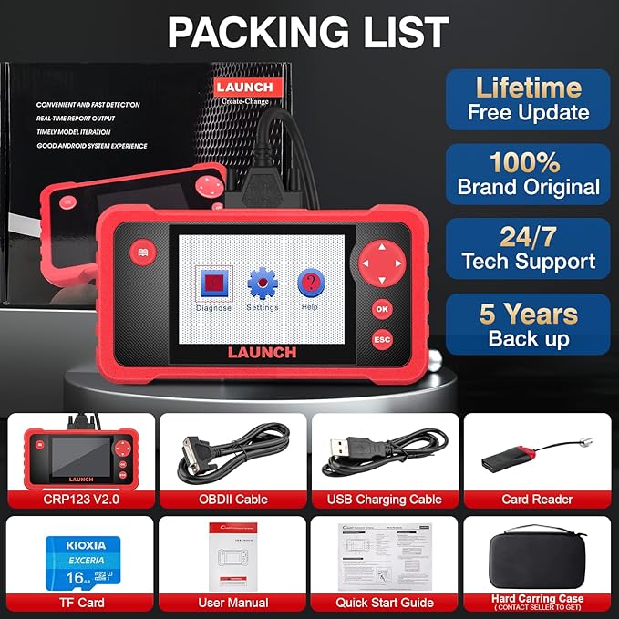 LAUNCH CRP123 V2.0 OBD2 Scanner-2026 New Model Engine/ABS/SRS/Transmission Diagnostic Scan Tool SRS Airbag Code Reader,3 Reset