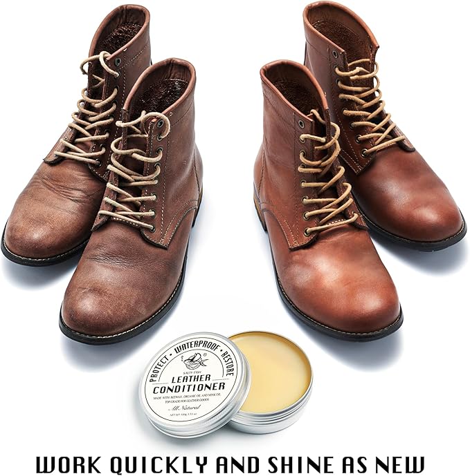 SALTY FISH All-Natural Leather Conditioner and Cleaner,Made with Mink Oil Beeswax,Protect Soften Waterproof Leather Furniture