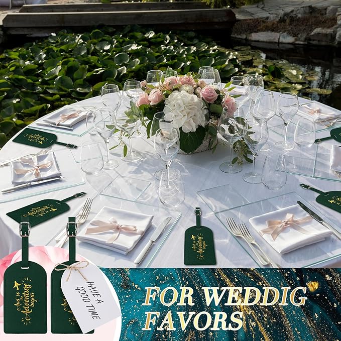 Amylove Bulk Luggage Tags Wedding Favors Adventure Begins Luggage Tags for Guests Travel Tag for Suitcase Bridal Gift 24 Pack