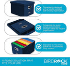 Internet's Best Collapsible File Storage Organizer - Decorative Linen Filing & Storage Office Box - Letter/Legal - Navy - 1 P