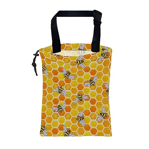 Car Trash Bag Watercolor Honeycomb and Bees Leak-Proof Waterproof Car Garbage Bag with Drawstring Foldable Canvas Trash Bin with Adjustable Buckle for Car Accessories, Travelling, Camping