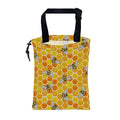 Car Trash Bag Watercolor Honeycomb and Bees Leak-Proof Waterproof Car Garbage Bag with Drawstring Foldable Canvas Trash Bin with Adjustable Buckle for Car Accessories, Travelling, Camping