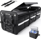 HOTOR Trunk Organizer - 3-Compartment Car Organizer and Storage with Cooler Bag, Foldable Car Storage Organizer for SUV with