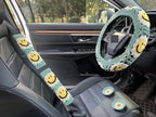 Handmade Crochet Sun Car Steering Wheel Covers Universal 14-15 inch,Cute Steering Wheel Cover,Car Accessories (Sun Wheel Cover+2belt Cover+2Coaster+Hanging)