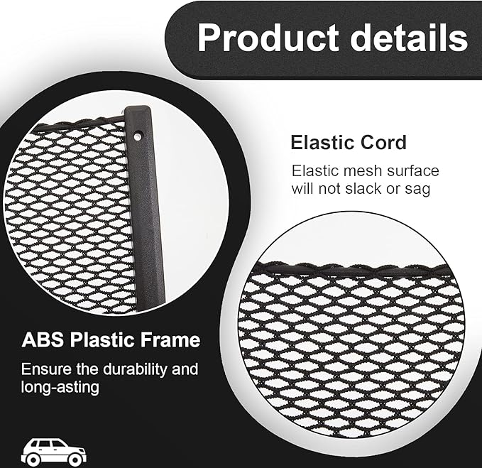 Frienda 2 Pcs Car Storage Net Bag, ABS Plastic Framed Mesh Net Holder, Phone & Cargo Organizer with Screws for Auto, Rv, Boat, Truck Pocket Storage (16 x 8 Inch)