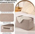 OIASKET Storage Baskets for Organizing, Woven Decorative Baskets for Shelves - Books, Towels, and Clothes, Cotton Rope Toy St