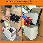 Leakproof Car Garbage Can, Car Trash Bag Sturdy Hanging Garbage Bin with Lid, for Driver and Passenger,Easy to Use Vehicle Trash Can, Suitable for Sedans, SUVs, MPVs & Trucks (White)