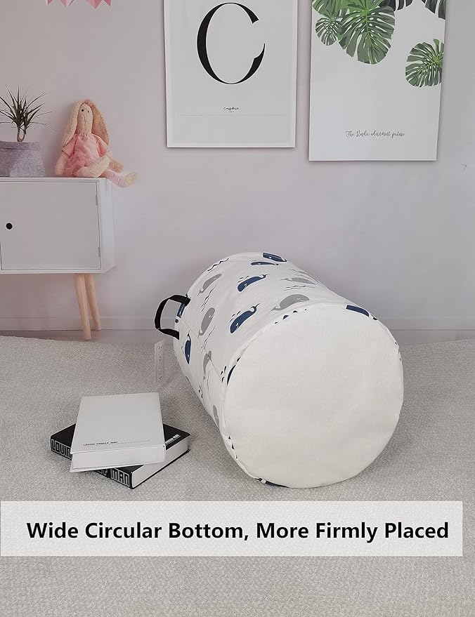 QUEENLALA Large Storage Basket,Laundry Hamper/Bathroom/Home Decor/Collapsible Round Storage Bin,Boys and Girls Hamper/Boxes/C