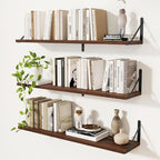 Shelves for Wall, Floating Bookshelves with Brackets, 36 inch Floating Shelves Set of 3, Wall Shelf for Kitchen, Bathroom, Be