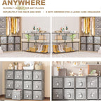 LUKYTOWER Cube Storage Organizer Shelf with Printed Bins + Labels, Cubby Storage Organizer with Bins, Large Capacity Shelves 