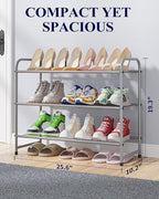 Kitsure Shoe Rack - Stainless Steel Shoe Organizer, Sturdy Shoe Rack for Closet and Front Door Entrance, Free Standing Shoe S