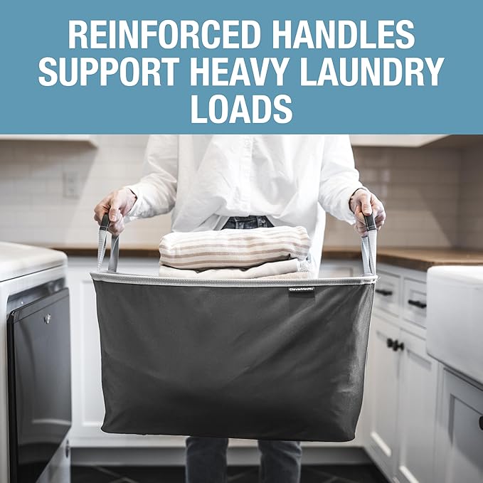 CleverMade Collapsible Laundry Basket 2 Pack – 60L (16 Gal) Foldable Clothes Hamper with Reinforced Handles, Space Saving Fab