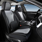 Coverado Car Seat Covers Full Set, Black Gray Seat Covers for Cars, Waterproof Nappa Leather Automotive Seat Covers with Lumb