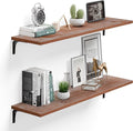 12 Inch Deep Floating Shelves Set of 2, 48 Inch Extra Wide Solid Pine Wood Wall Shelves, 100 lbs Heavy Duty Farmhouse Wall Mo