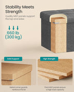 SONGMICS MAZIE Collection - 43 Inches Folding Storage Ottoman Bench, Ottoman Foot Rest, End of Bed Bench, Storage Chest, Load