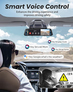 4K Rear View Mirror Camera with Carplay&Android Auto,12" Mirror Dash Cam Front and Rear with Voice Control for Cars&Trucks,Sm