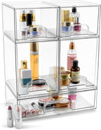 Sorbus Acrylic Storage Containers - 5 Pack, Stackable Storage Bins Set for Bathroom Organization - Clear Acrylic Drawer Organ