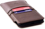 Dockem Provincial Wallet Sleeve for iPhone 17-11, 17-12 Pro, 17e, 16e, XR (6.1/6.3 inch) – Vintage Vegan Leather Pouch Cover with 2 Card Holder Slots [Brown]