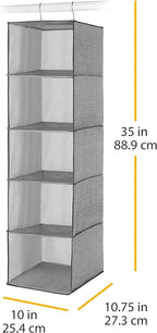 Whitmor Hanging Accessory Shelves 5 Open Sweater Shelves Crosshatch Gray