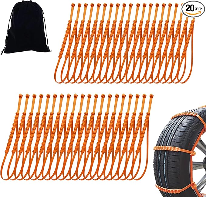 Reusable Anti Snow Chains, Universal Reusable Anti-skid Nylon Tire Chains, Adjustable Portable Plastic Non-Slip Cable Tie, Em