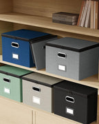 Oterri File Organizer Boxes with Lids, File Box with Mesh Pockets, Document Organizer Box for Letter Size Folders, Zippers Im