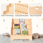 Kids Bookshelf Storage 3-Tier, Book Case for Kids Rooms, Scalloped Wooden Montessori Bookcase for Toddlers & Baby, Small Nurs