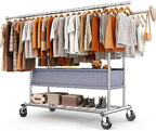 HOKEEPER Clothing Rack Heavy Duty Clothes Rack for Hanging Clothes Load 625LBS Extendable Double Rod Clothes Rack, Adjustable