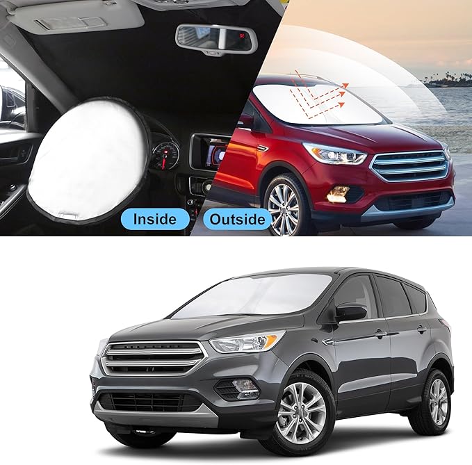 TINGLU Sun Shade for Ford Escape 2013-2019 Accessories Windshield Sun Shade Window Shade UV Rays Protection Sun Visor Cover with Steering Wheel Sunshade Storage Bag