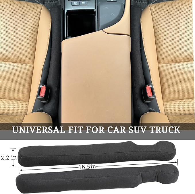 Car Seat Gap Filler Universal for Car SUV Truck Accessories Seat Gap Blocker Fit Organizer Fill The Gap Between Seat and Console Stop Things from Dropping Pack of 2 Black