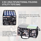 Muzale Extra Large Utility Tote Bag with Wire Frame Reusable Grocery Bags Foldable Heavy Duty Shopping Bags for Groceries Collapsible Totes with Handles for Carrying Heavy Loads Storage Car Trunk