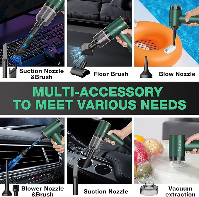 Car Vacuum Portable 4 in 1 Vacuum Cleaner 12000Pa Mini Handheld Vacuum Cordless Rechargeable 120W High Power Vacuum Cleaner &