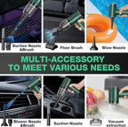 Car Vacuum Portable 4 in 1 Vacuum Cleaner 12000Pa Mini Handheld Vacuum Cordless Rechargeable 120W High Power Vacuum Cleaner &