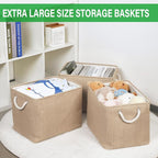 Bidtakay Fabric Storage Baskets for Shelves 3 Pack Large Storage Bins for Organizing Linen Collapsible Organizer for Closet-F