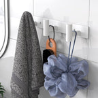 VAEHOLD Hat and Coat Wall Mount Rack - Hooks for Robes, Bags, Keys, and Towels - Bathroom Towel Hanger Organizer (White, “T“ 