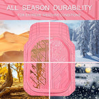 CAR PASS DeepDish Pink Floor Mats for Cars Full Set,Heavy Duty Rubber Car Mats 3-Piece,Universal Waterproof Trim-to Fit Automotive Floor Mats for Truck Van SUV, Durable All-Weather Car Mats (Pink)
