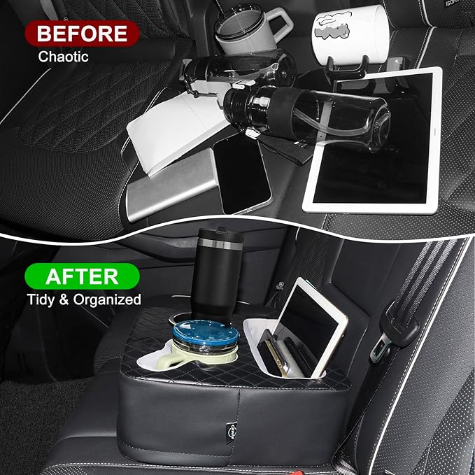 Car Cup Holder, Back Seat Car Organizer, Truck Bed Organizer, Couch Cup Holder Expander for Sofa Bed, Boat Tray, Organizer Holds Drinks, Snacks, Cell, Phone for Boat Sofa Truck