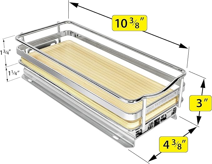 LYNK PROFESSIONAL® Élite™ Pull Out Spice Organization for Cabinets - 4-3/8 inch Wide – Spice Rack for Inside Cabinets – Wood/