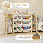 EXPERLAM Extra Large Toy Storage - Toy Storage Organizer, Wooden Toy Organizer with 6 Side Shelves and 12 Bins, 3-in-1 Booksh